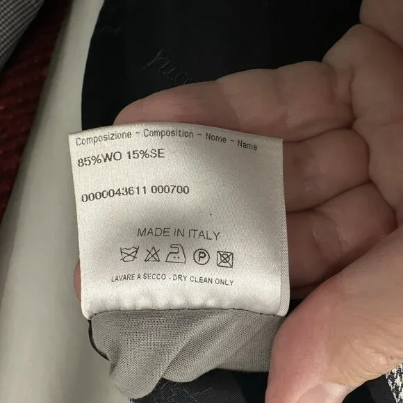 jacket blazer sport coat wool silk plaid gray made in italy 46L